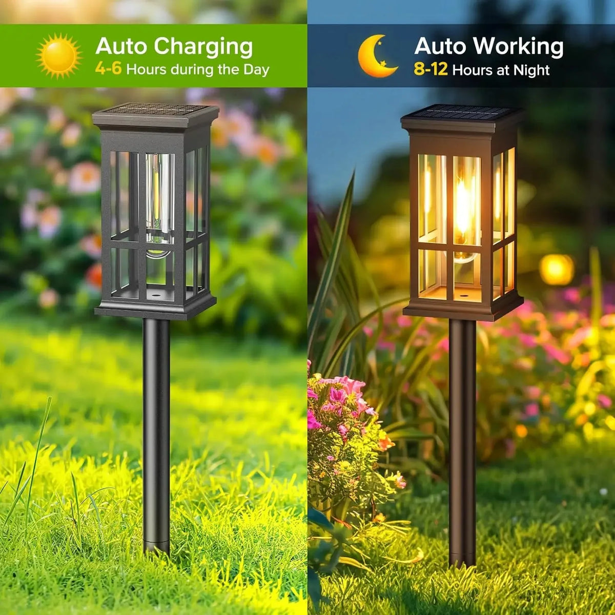 Solar Powered LED Pathway Lights for Garden Walkway and Patio
