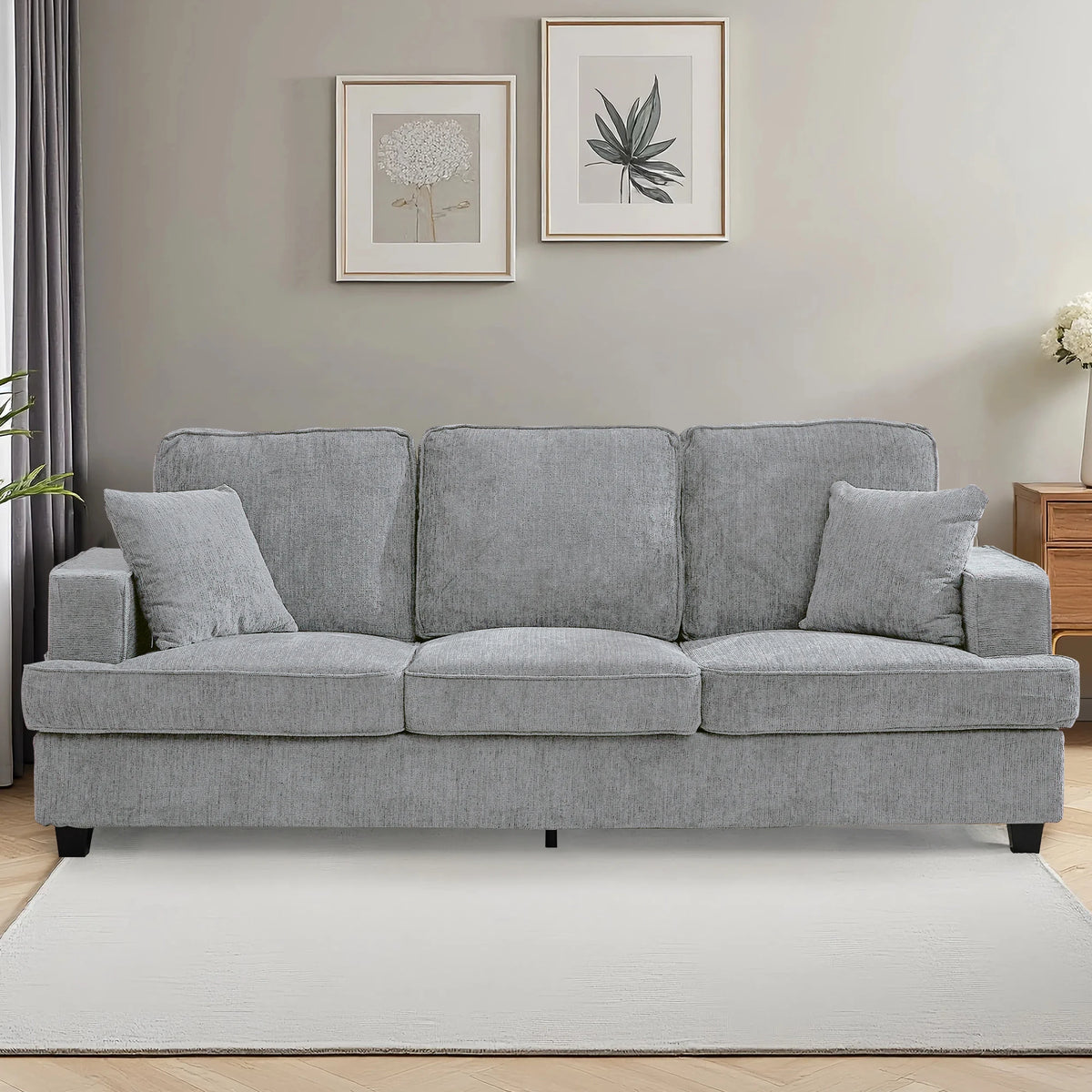 Modern Chenille Cloud Sofa With Soft Seats For Living Room