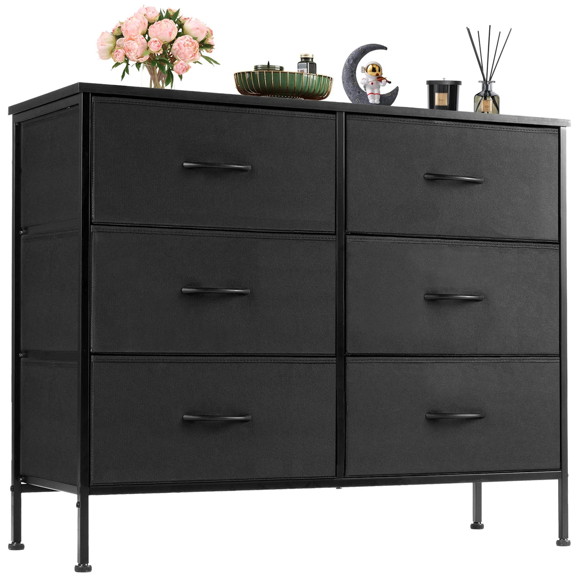 JHK Modern Fabric Storage Cabinet With Drawers For Living Room