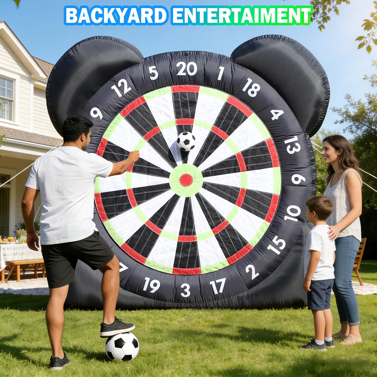 KING INFLATABLE Giant Soccer Dart Board With Blower And Balls