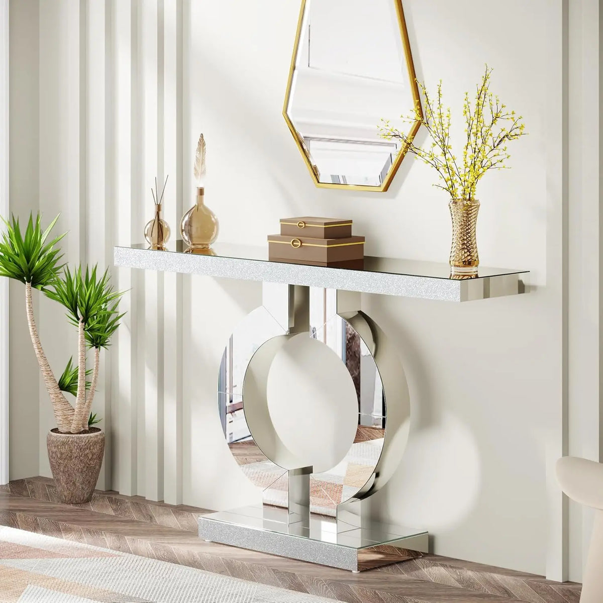 Tribesigns Modern Mirrored Console Table for Elegant Entryways