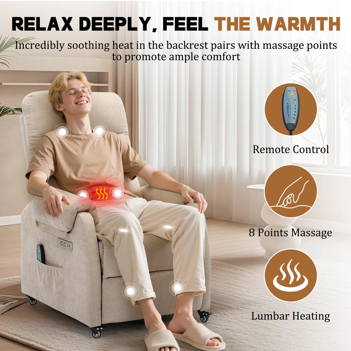 KORSER Power Recliner Chair With USB Ports For Small Spaces