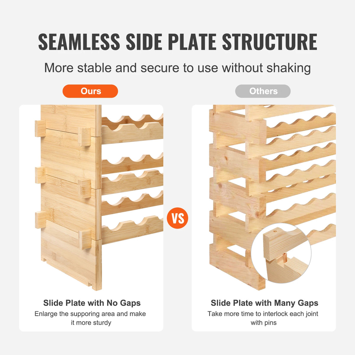 SucceBuy Free Standing Bamboo Stackable Modular Wine Rack