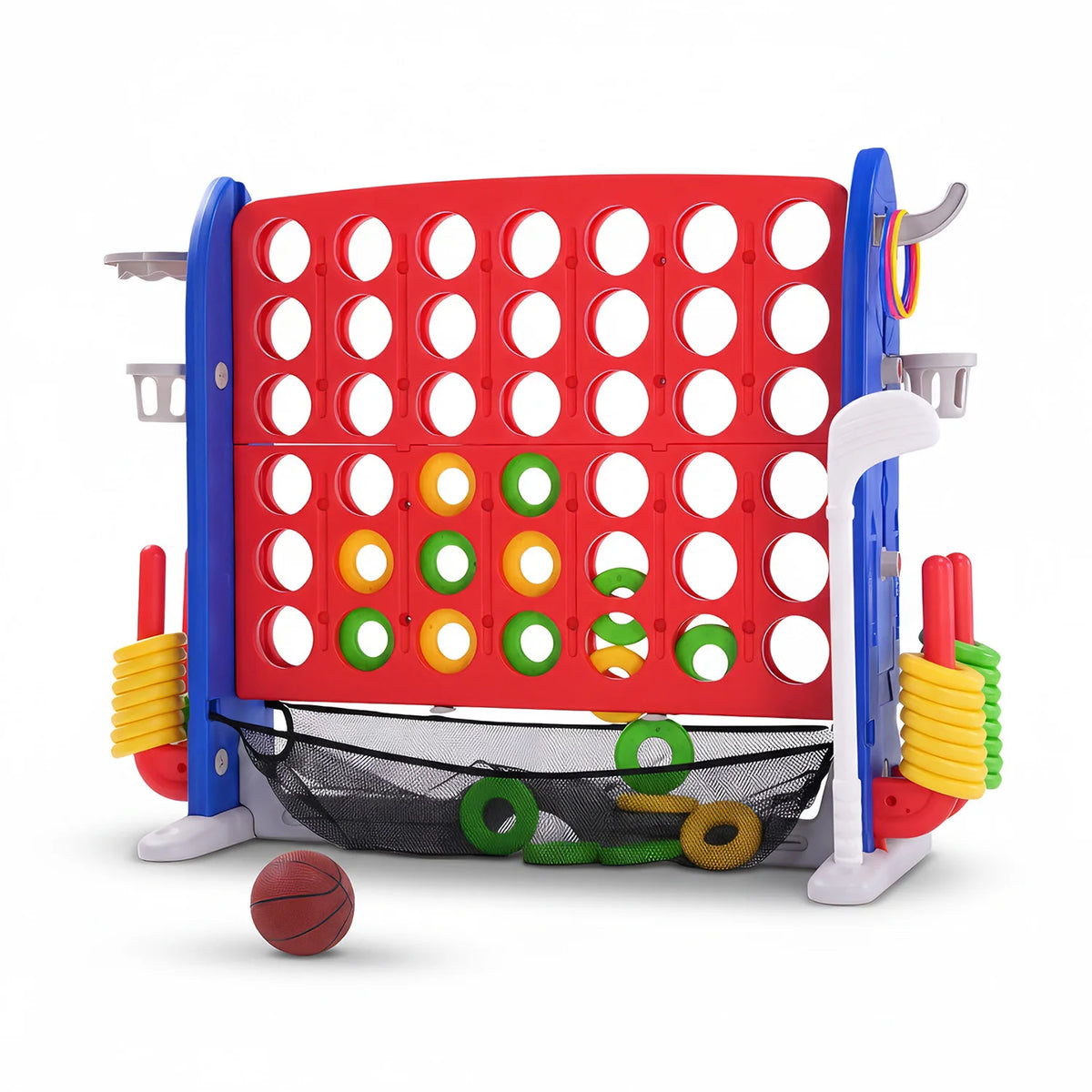 Outdoor Four In A Row Basketball And Ring Toss Game Set
