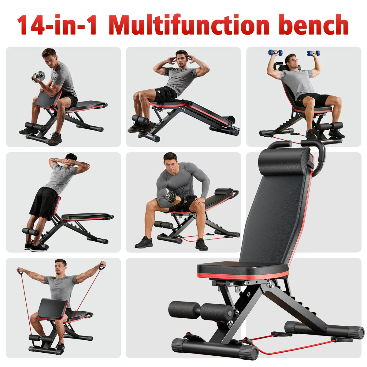 14-in-1 Foldable Adjustable Weight Bench for Full Body Workouts