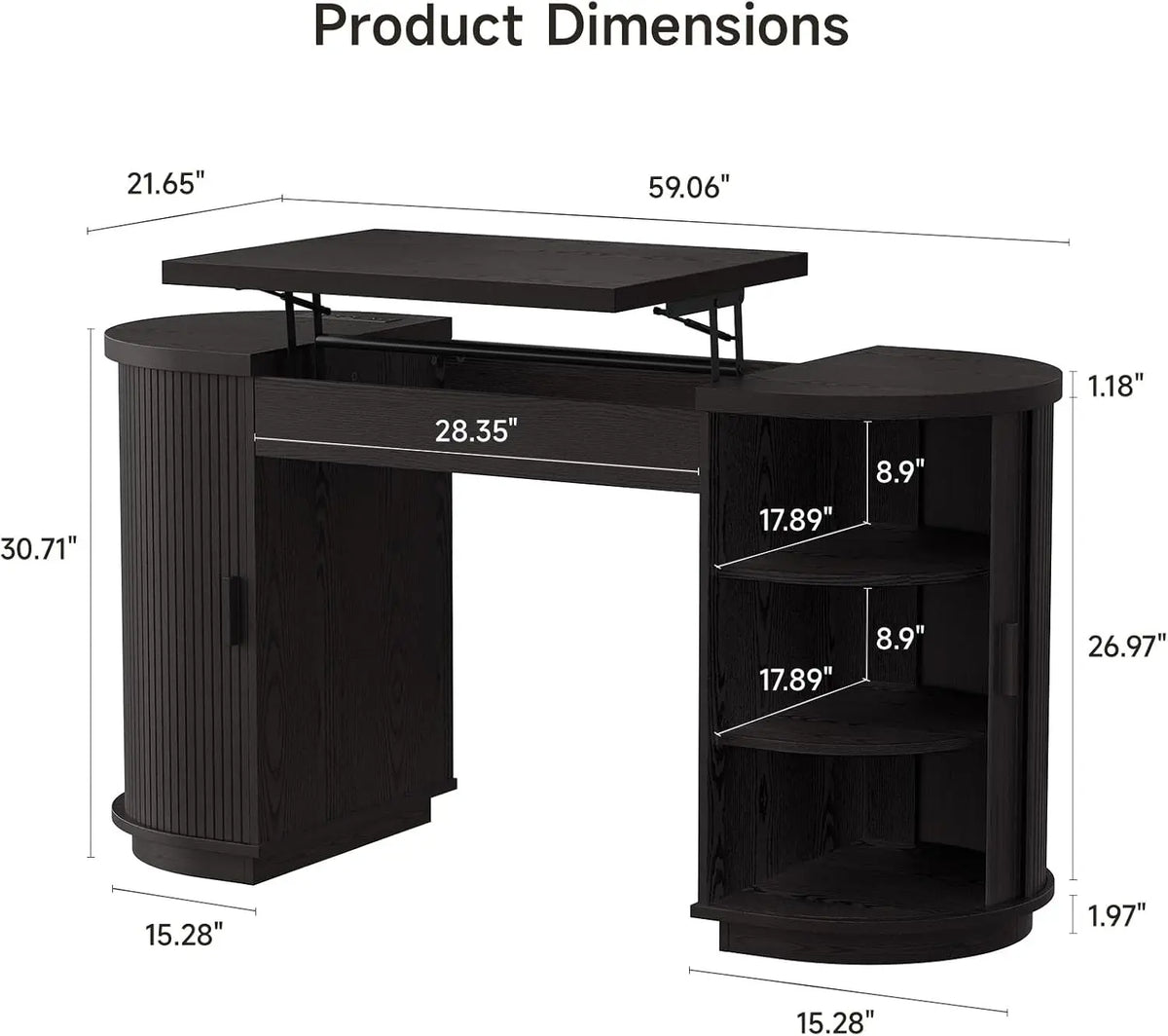Onbrill Lift Top Office Desk With Usb Ports And Storage