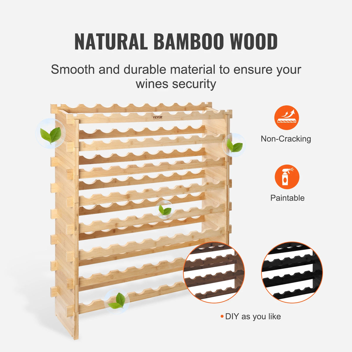 SucceBuy Free Standing Bamboo Stackable Modular Wine Rack