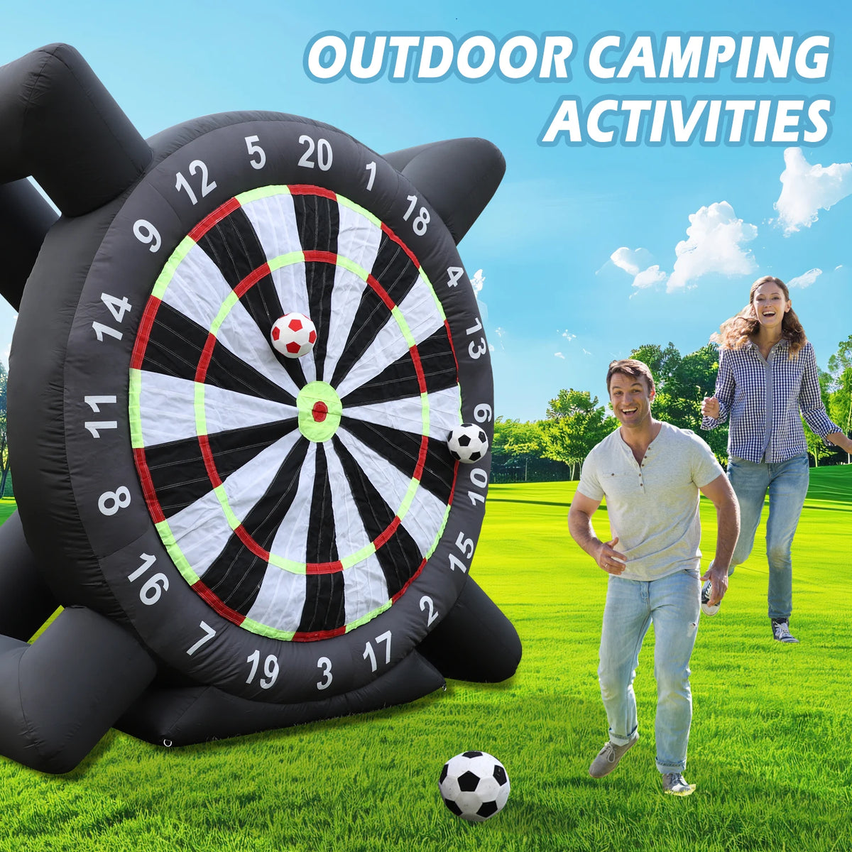 KING INFLATABLE Giant Soccer Dart Board With Blower And Balls