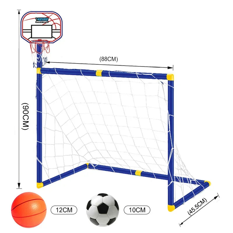 Kmoist Two In One Basketball Stand Football Goal Toy Set