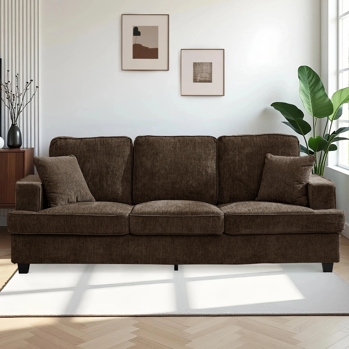 Modern Chenille Cloud Sofa With Soft Seats For Living Room