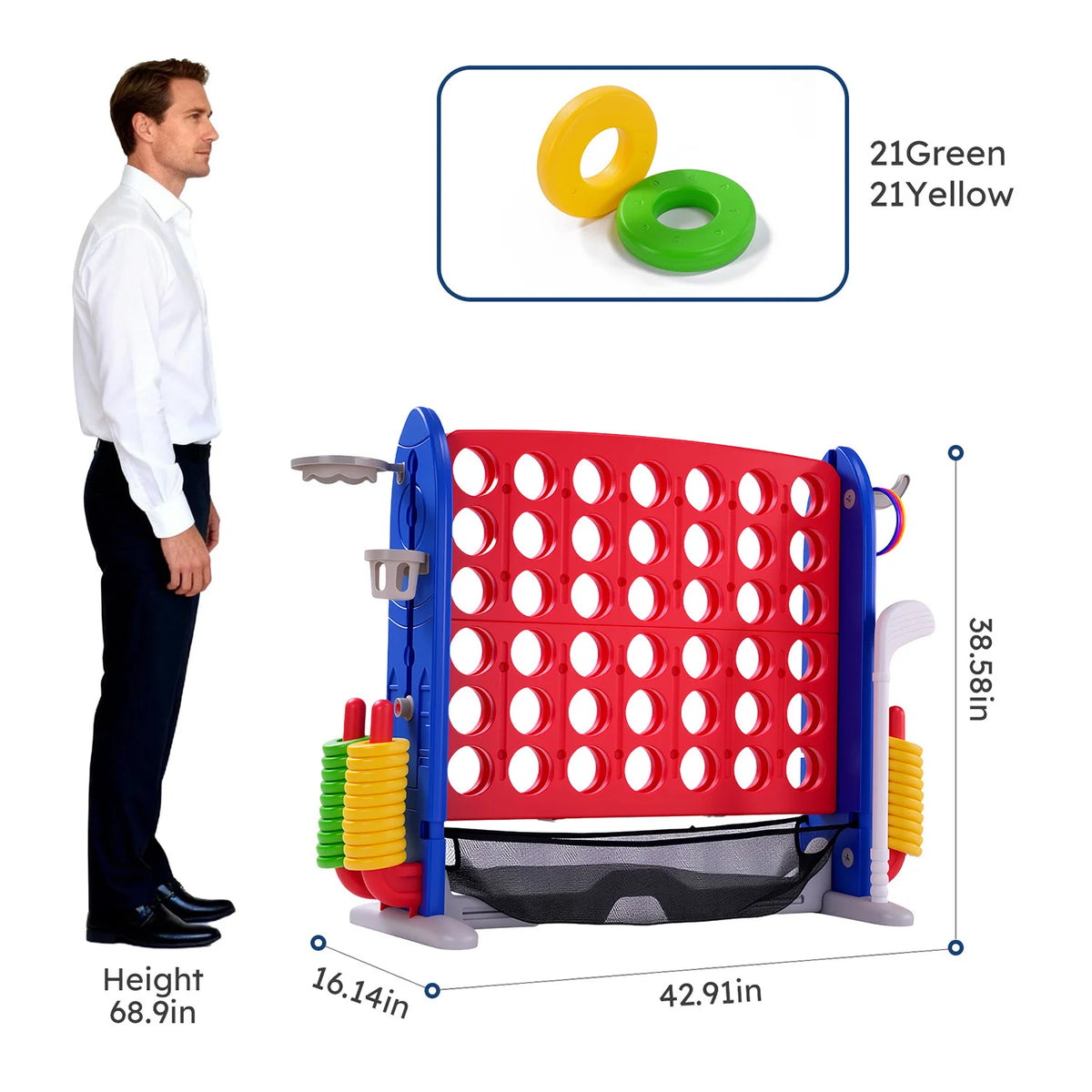 Outdoor Four In A Row Basketball And Ring Toss Game Set