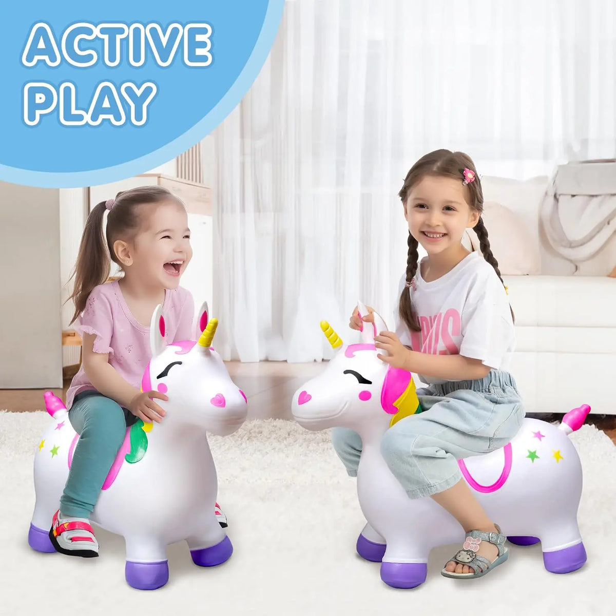 Joyfy Bouncy Unicorn Ride On Hopper Toy for Active Play