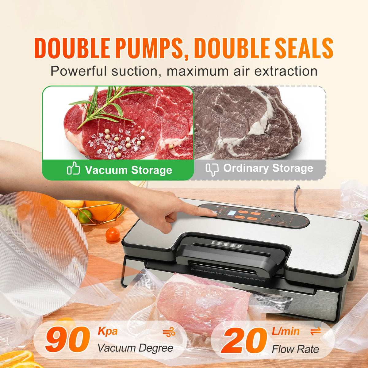 SucceBuy Vacuum Sealer Machine for Fresh Food Storage and Packaging