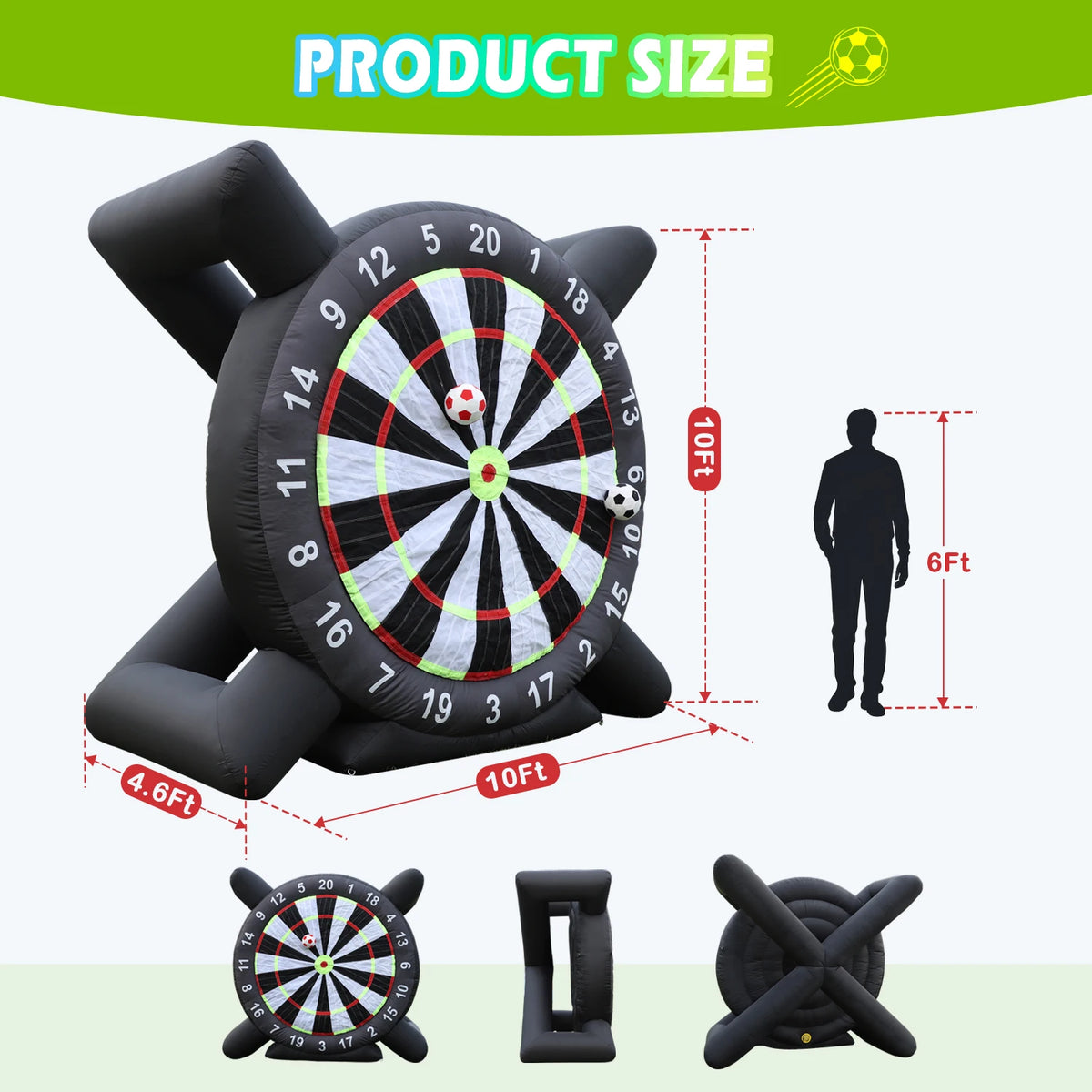 KING INFLATABLE Giant Soccer Dart Board With Blower And Balls