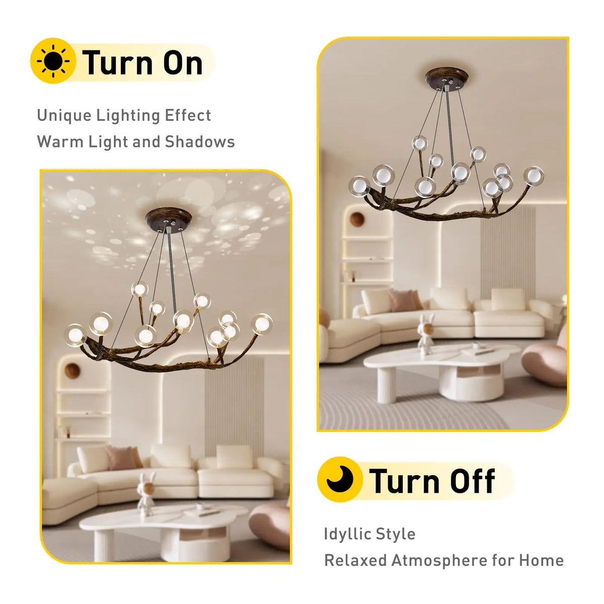 Bymaocar Retro Glass Globe Branch Chandelier With Modern Pendant Lighting