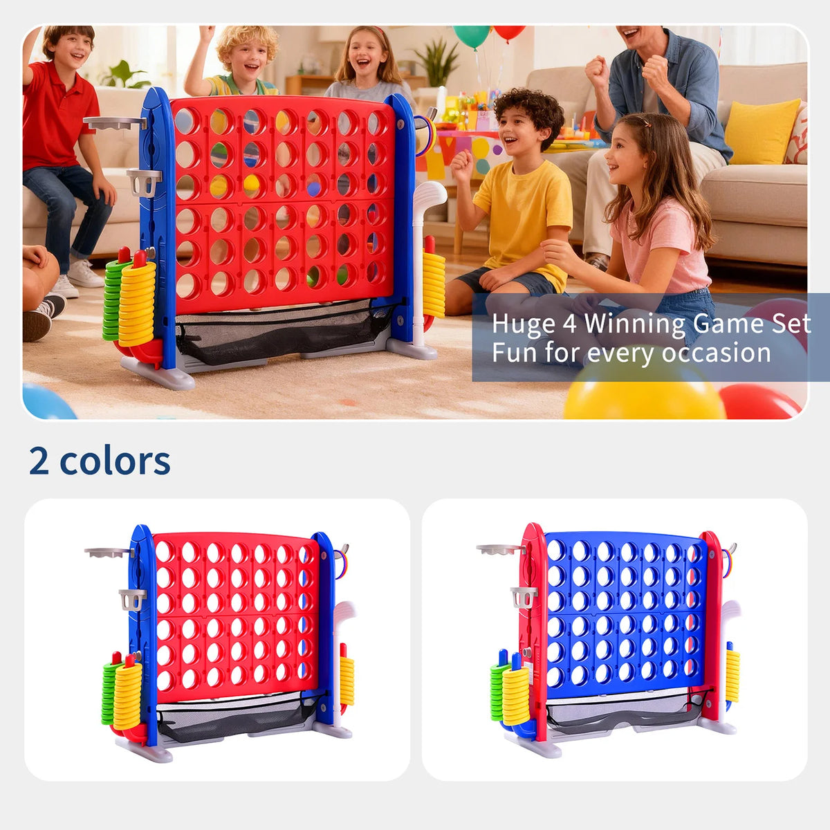 Outdoor Four In A Row Basketball And Ring Toss Game Set