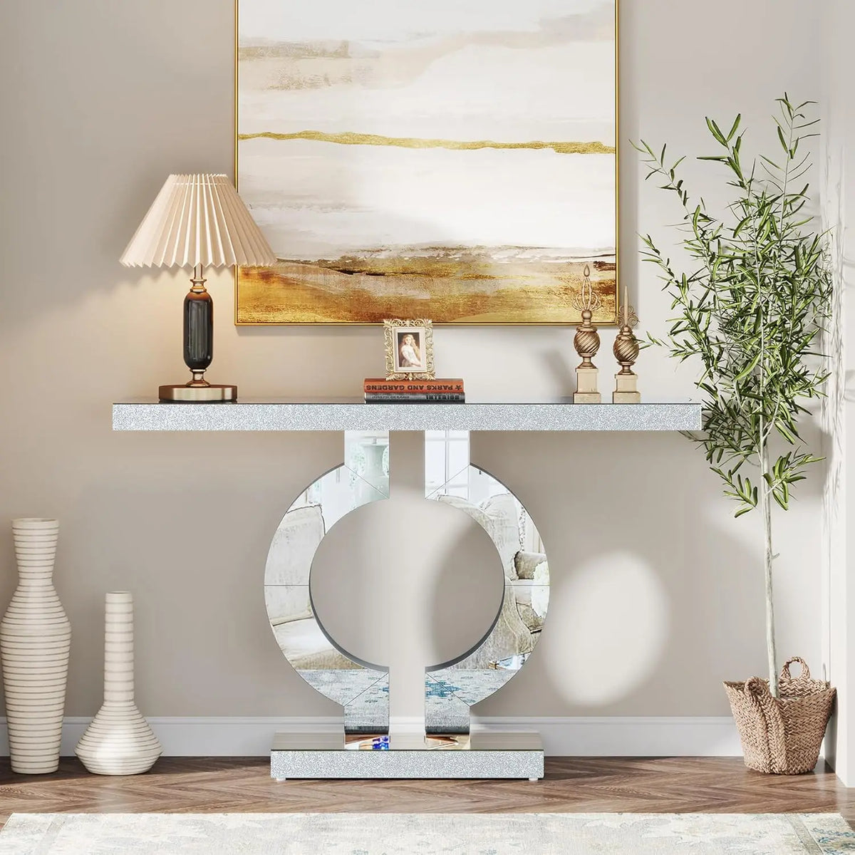 Tribesigns Modern Mirrored Console Table for Elegant Entryways