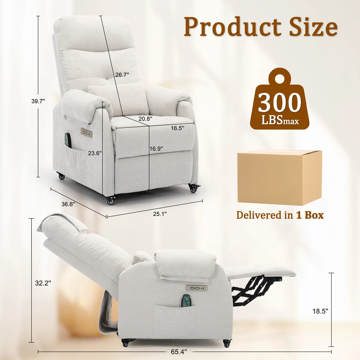 KORSER Power Recliner Chair With USB Ports For Small Spaces