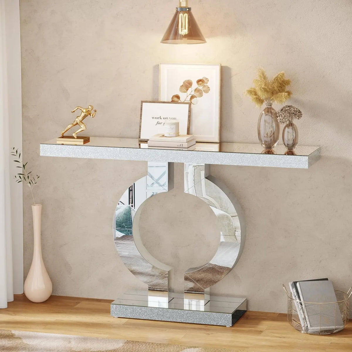 Tribesigns Modern Mirrored Console Table for Elegant Entryways