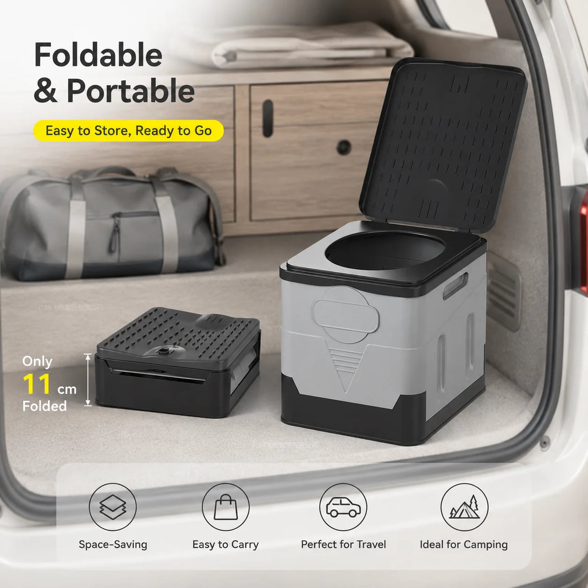 Portable Folding Toilet With Lid For Camping And Road Trips