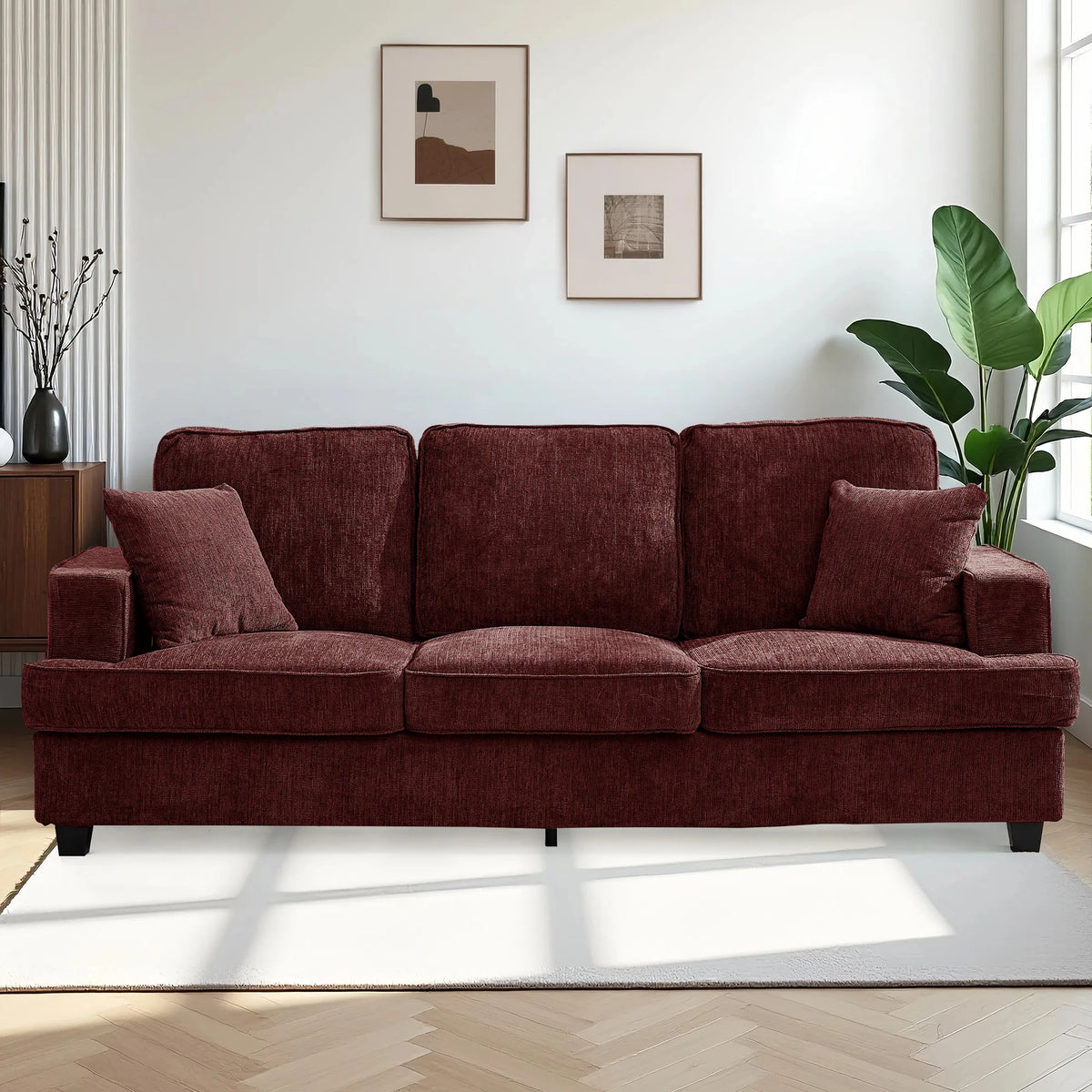 Modern Chenille Cloud Sofa With Soft Seats For Living Room