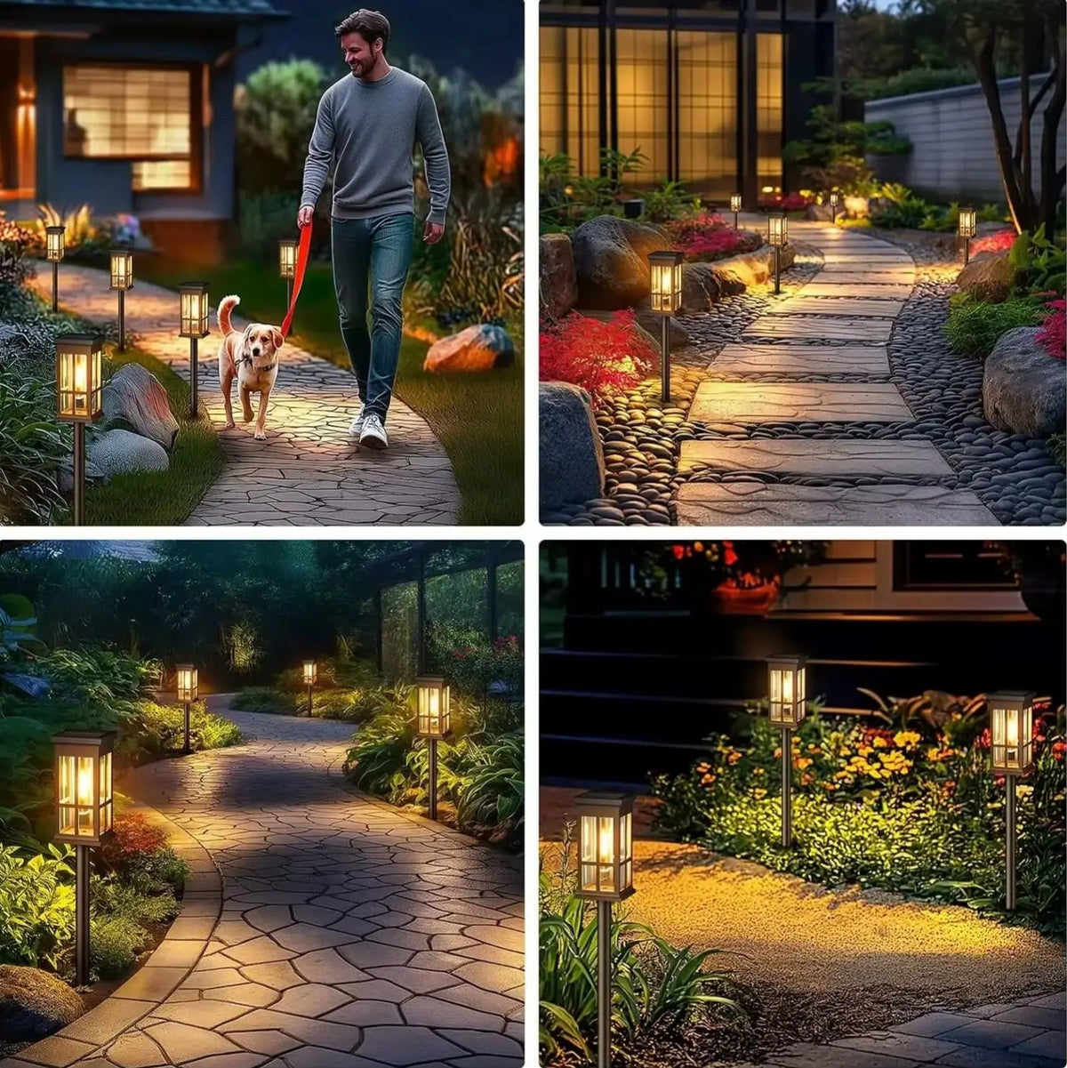 Solar Powered LED Pathway Lights for Garden Walkway and Patio