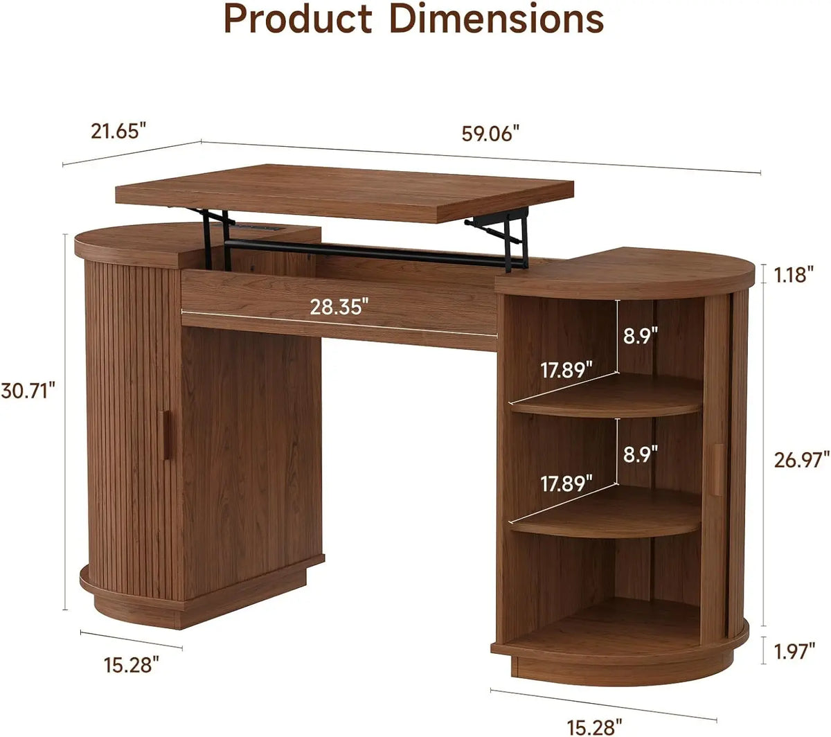 Onbrill Lift Top Office Desk With Usb Ports And Storage