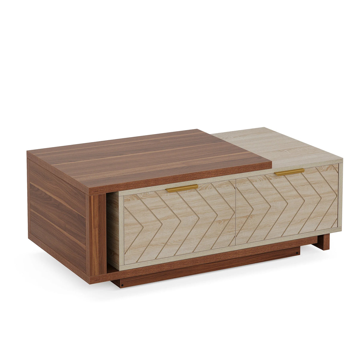 Tribesigns Extendable Reversible Wood Coffee Table With Two Storage Drawers