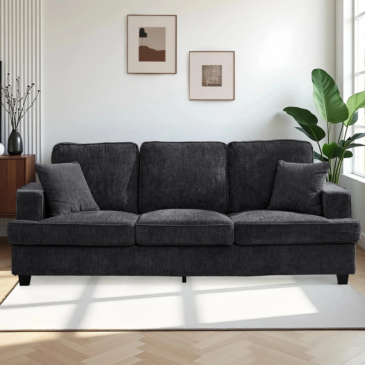 Modern Chenille Cloud Sofa With Soft Seats For Living Room