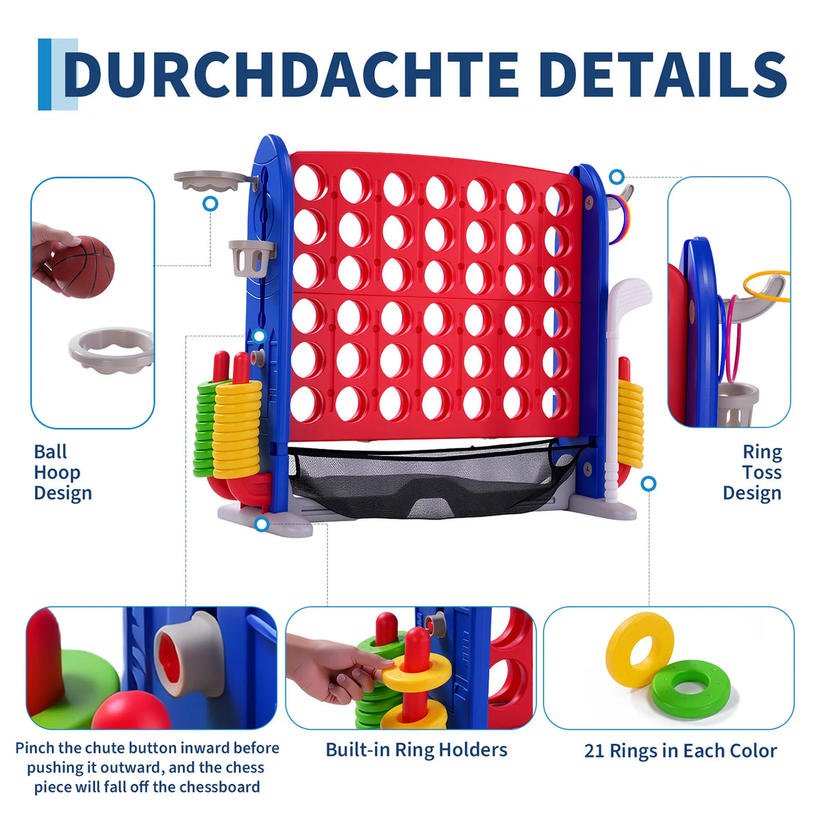 Outdoor Four In A Row Basketball And Ring Toss Game Set