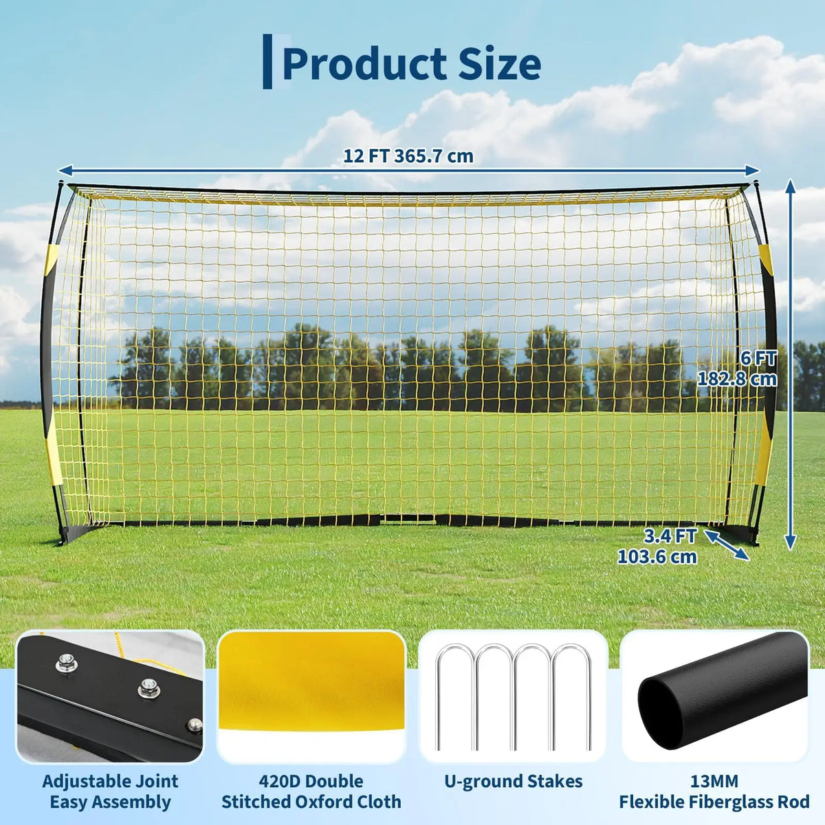 HiMISS Portable Heavy Duty Foldable Soccer Goal With Carry Bag