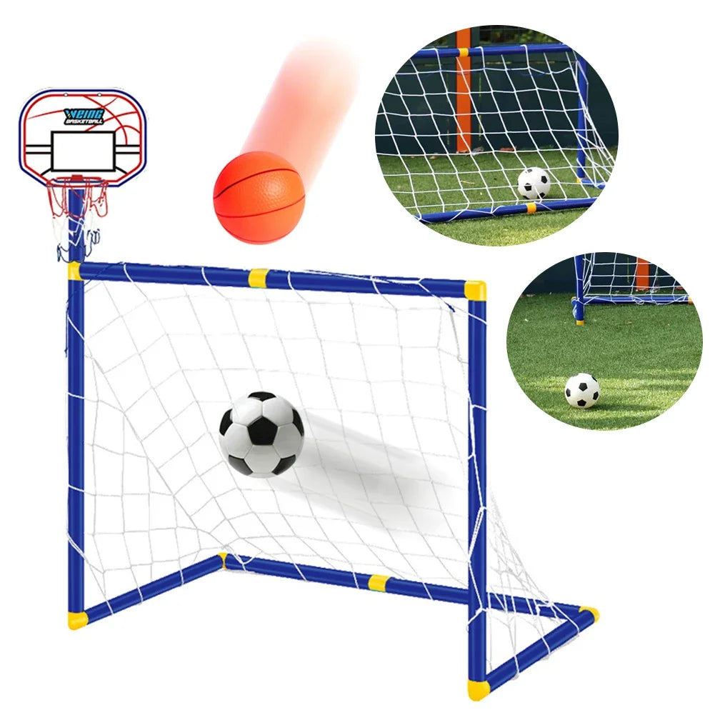 Kmoist Two In One Basketball Stand Football Goal Toy Set