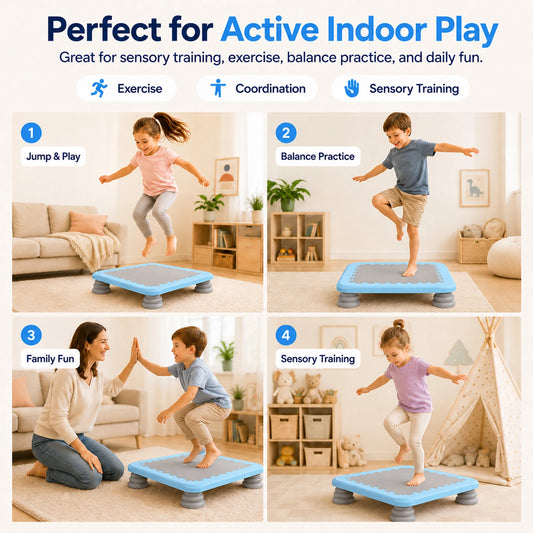 Kids Indoor Trampoline Rebounder With Safety Handle for Active Play