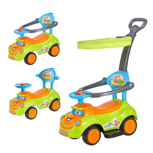 SucceBuy Ride On Push Car With Guardrails Handle And Storage