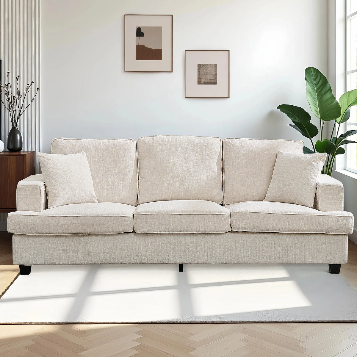 Modern Chenille Cloud Sofa With Soft Seats For Living Room