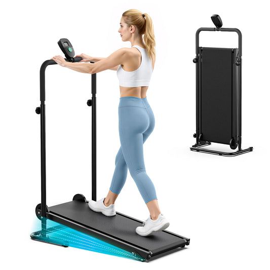 AKLUER Non Motorized Foldable Treadmill With LCD Monitor