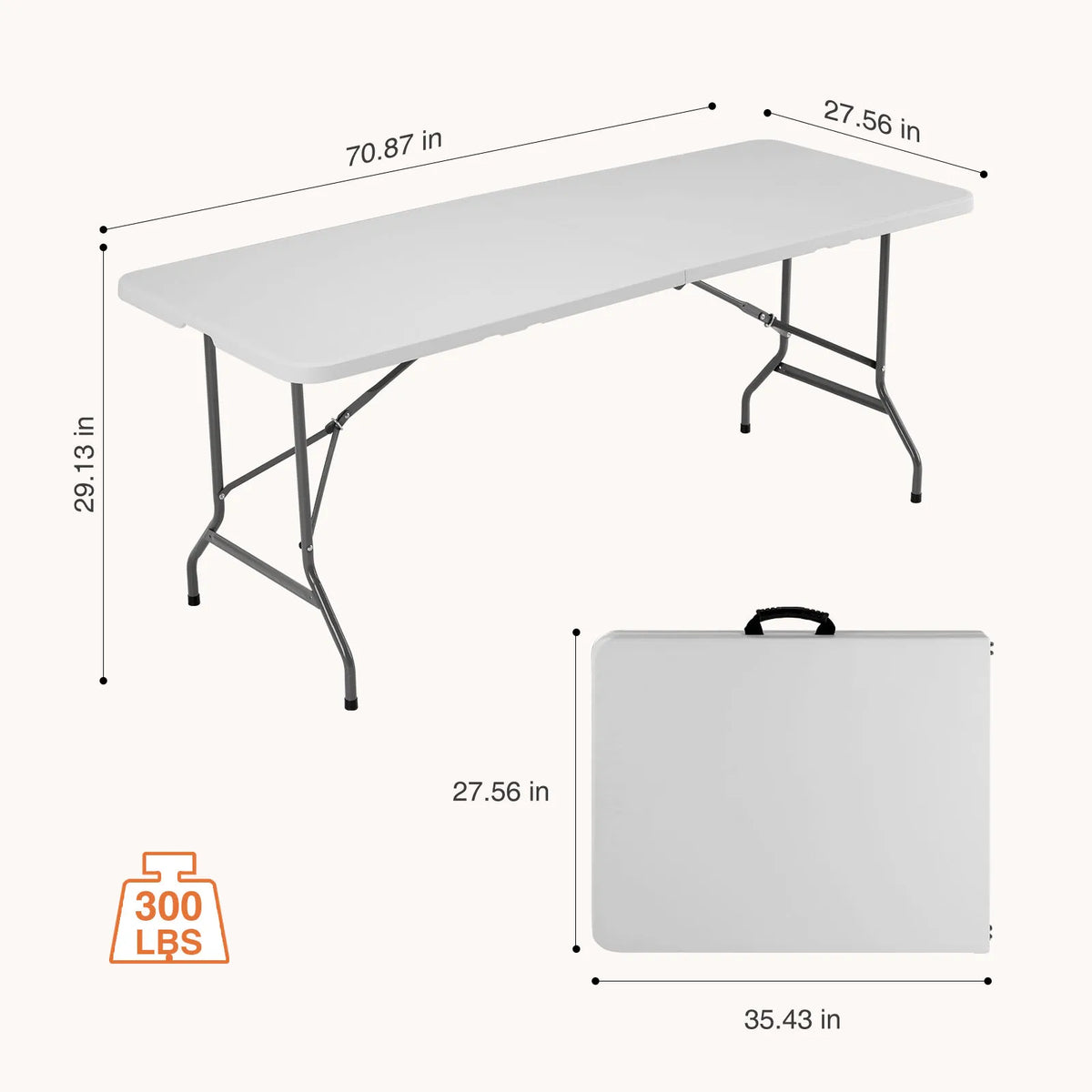 JHK Portable Folding Indoor Outdoor Table With Safety Lock
