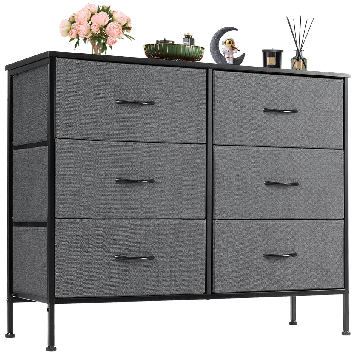 JHK Modern Fabric Storage Cabinet With Drawers For Living Room