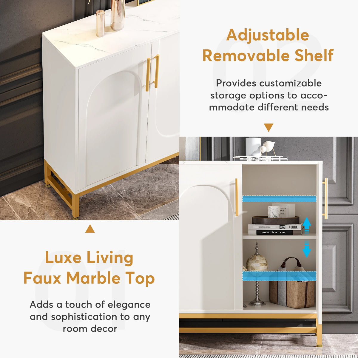 Tribesigns Modern Sideboard Buffet Cabinet with Adjustable Shelves