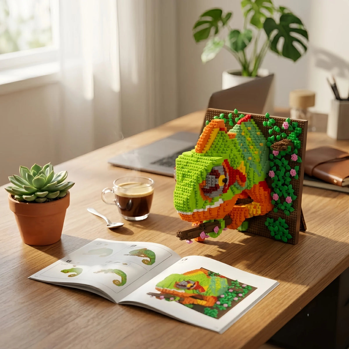 KNEW BUILT Chameleon 3D Animal Model Building Block Puzzle