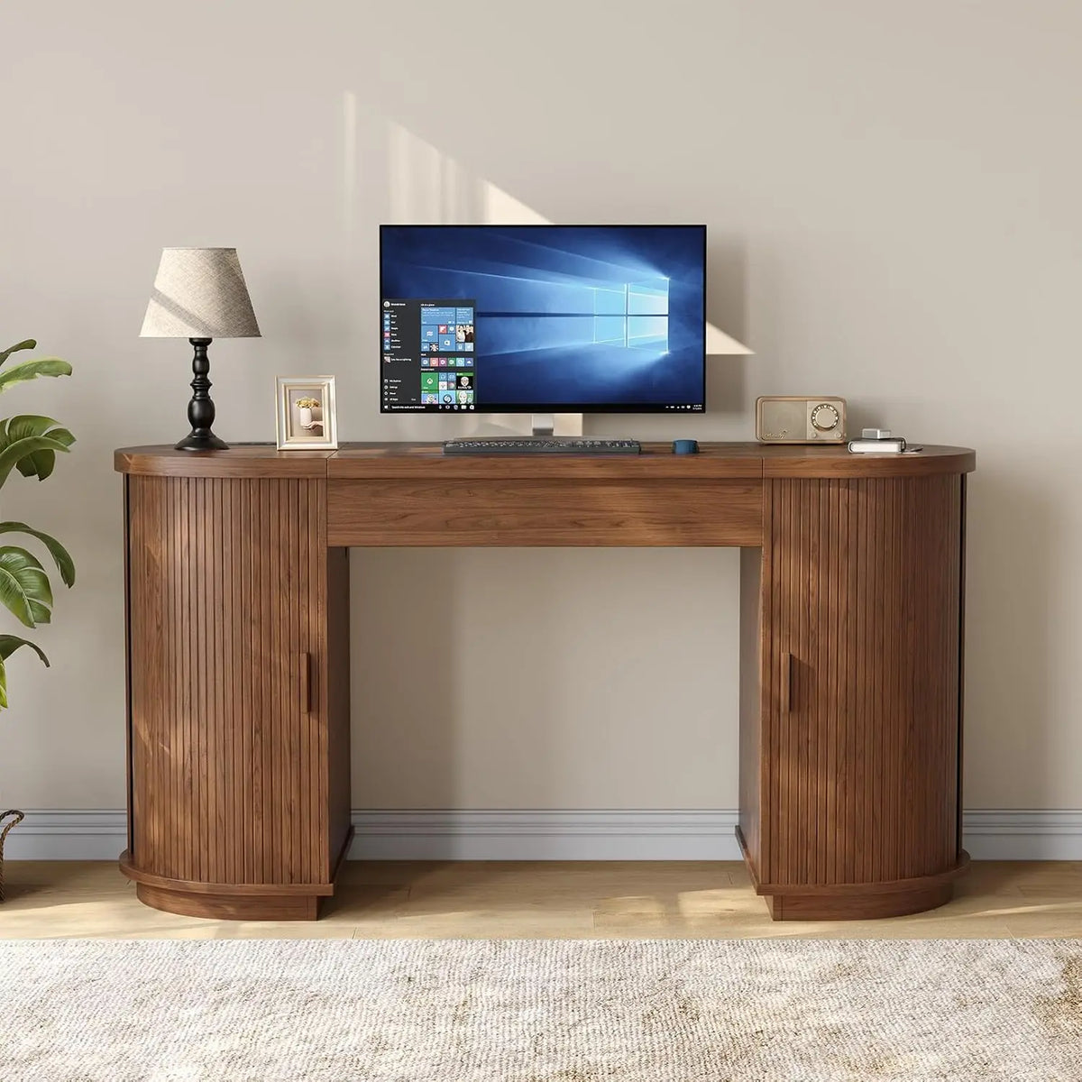 Onbrill Lift Top Office Desk With Usb Ports And Storage