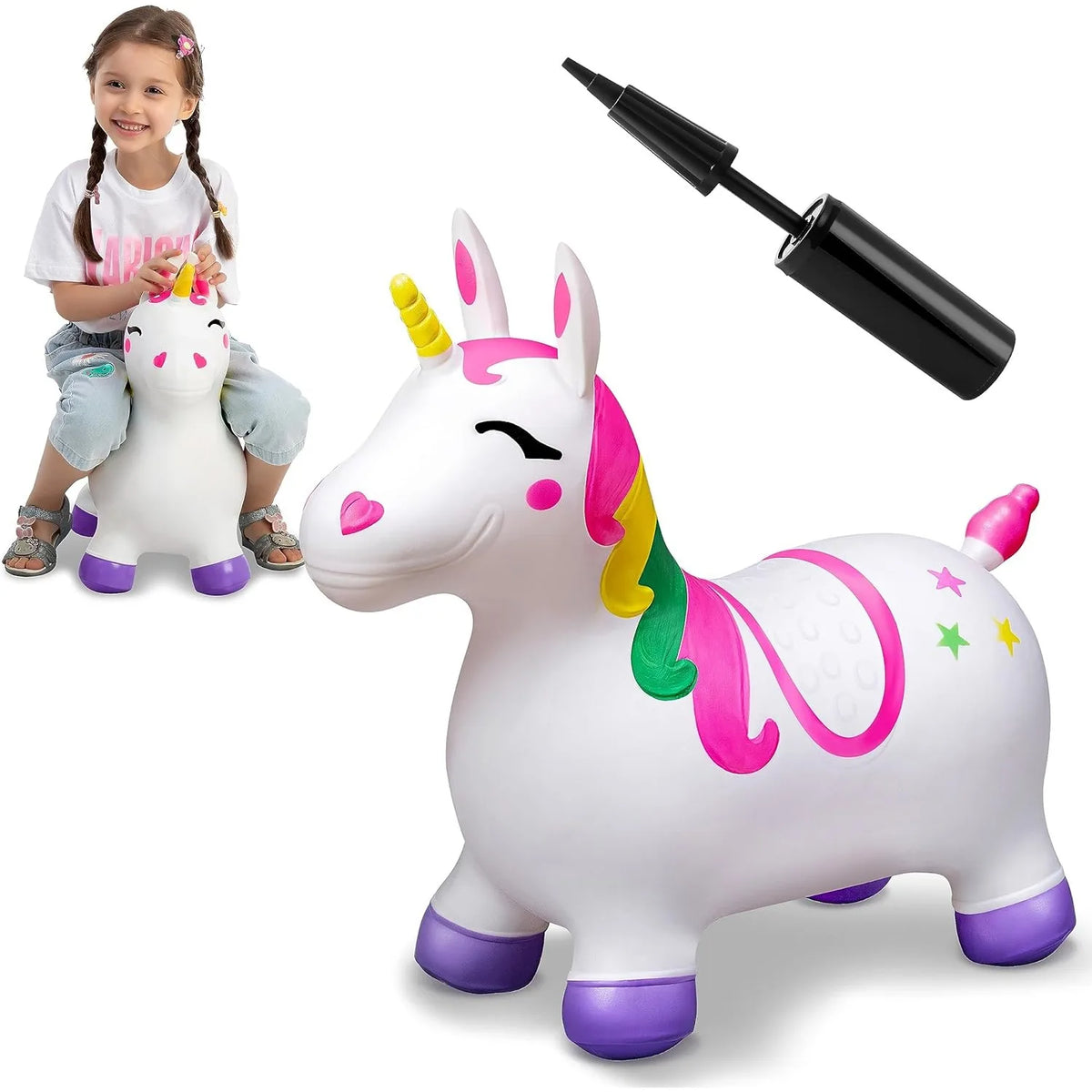 Joyfy Bouncy Unicorn Ride On Hopper Toy for Active Play