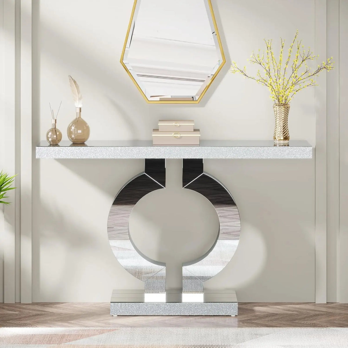 Tribesigns Modern Mirrored Console Table for Elegant Entryways