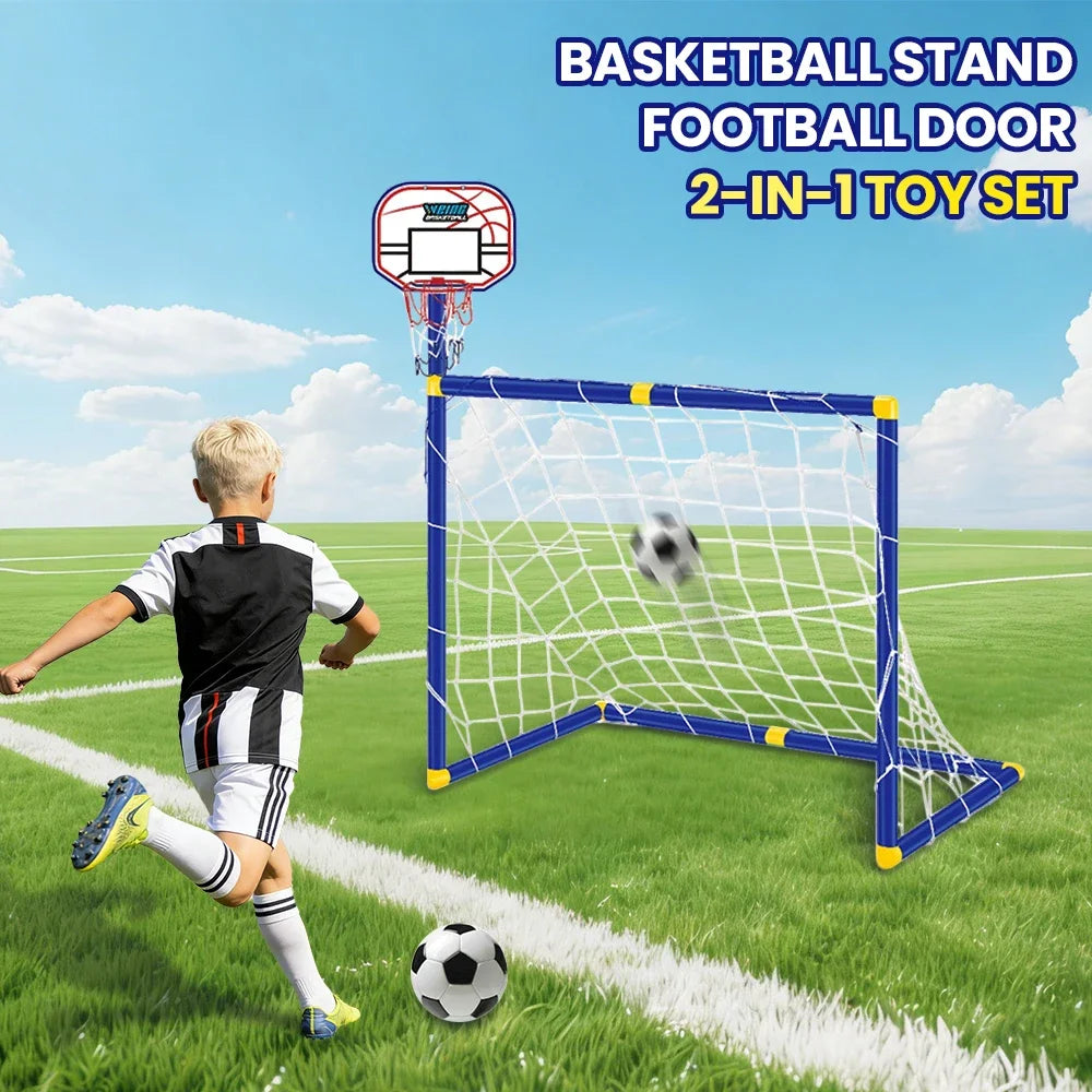 Kmoist Two In One Basketball Stand Football Goal Toy Set