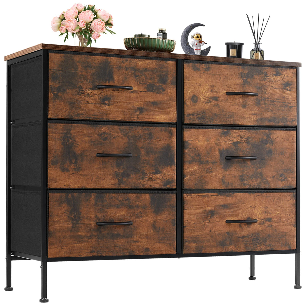 JHK Modern Fabric Storage Cabinet With Drawers For Living Room