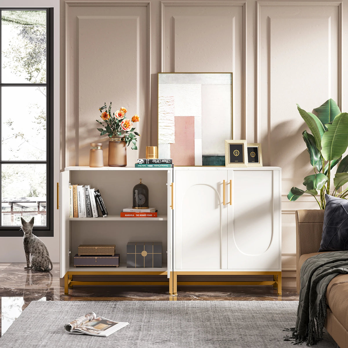Tribesigns Modern Sideboard Buffet Cabinet with Adjustable Shelves