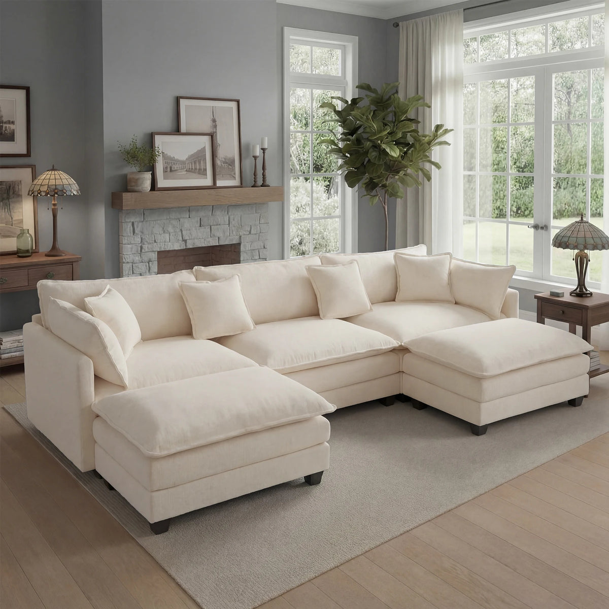 Redlife Modular Sectional Sofa With Ottoman And Deep Seat Comfort
