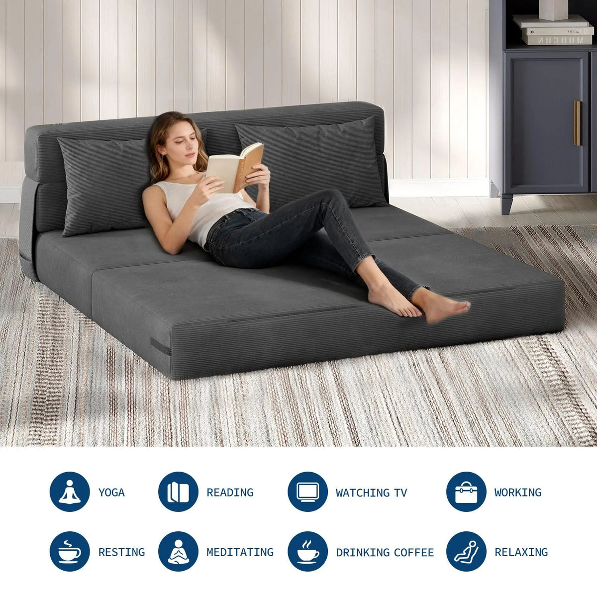 HiMISS Folding Convertible Sleeper Sofa Bed With Pillow