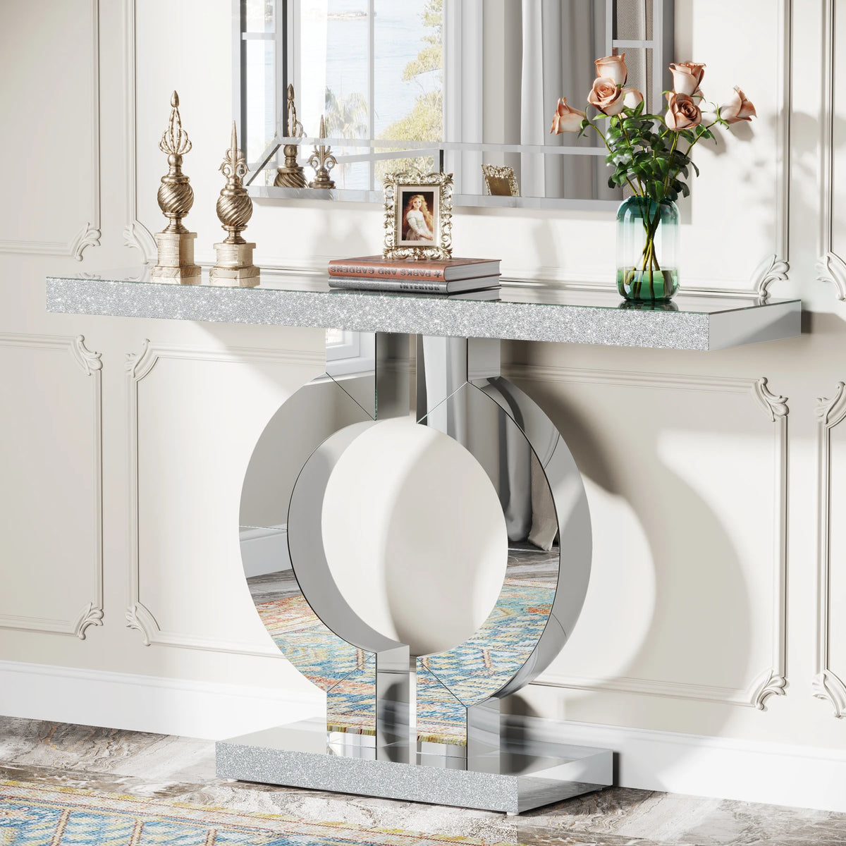 Tribesigns Modern Mirrored Console Table for Elegant Entryways