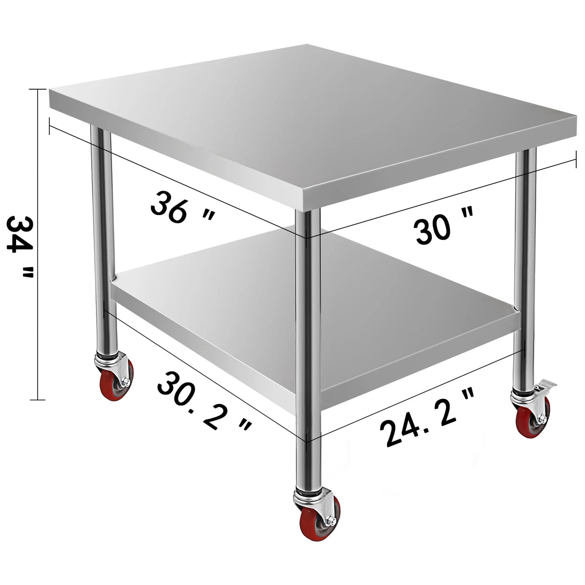 SucceBuy Stainless Steel Kitchen Prep Table With Backsplash And Casters
